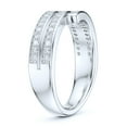 thumbnail image 4 of 7.5mm Wide Sterling Silver Triplex Row Simulated Round Brilliant Cut Diamonds Unisex Wedding Ring (5.5), 4 of 6