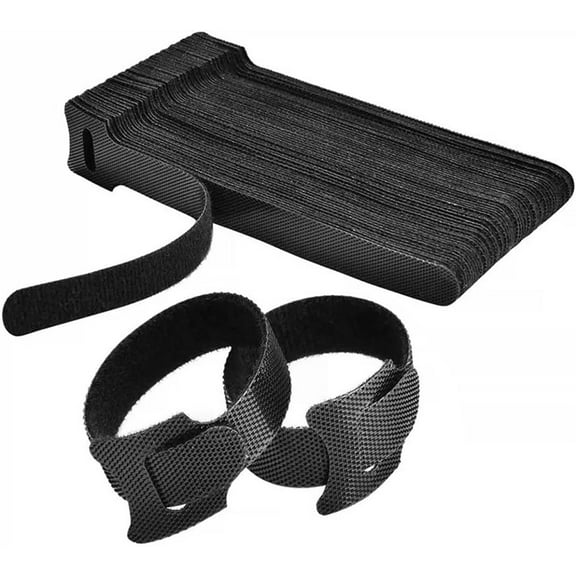 100pcs Reusable Cable Ties,Adjustable Releasable Hook and Loop Cable Straps Cable Straps Multi-Purpose Tie Wraps Fastening Straps Used for PC Cable Management,Organizing Cords,TV, Desk(Black)