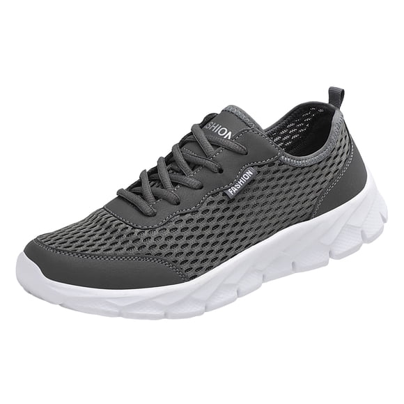 YOUSNH Men Summer Lightweight Breathable Mesh Shoes Running Shoes Mesh Shoes Lace up Large Size Casual Sneakers Mens Shoes Dark Gray 9.5
