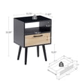 thumbnail image 3 of GZXS 2-Tier Nightstand, Modern Small Rattan End Table with Drawer & Shelf, for Bedroom, Living Room, Compact Storage Furniture, Black, 3 of 9