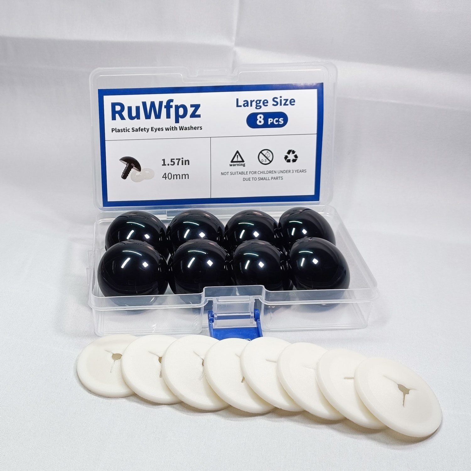 Large Safety Eyes for Amigurumi Crochet 40mm RuWfpz Stuffed Animal Eyes with Washers, 8Pcs