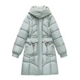 thumbnail image 6 of Breezora Women's Casual Longline Padded Coat Mid Waist Thick Thermal Cotton Blend European Style Winter Jacket XXL Size Green, 6 of 9