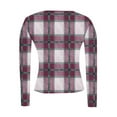 thumbnail image 4 of HAiming Womens Plaid Knit Shirt Slim Fitted Long Sleeve Round Neck Pullover Tops Ribbed Solid Color Sweater, 4 of 6
