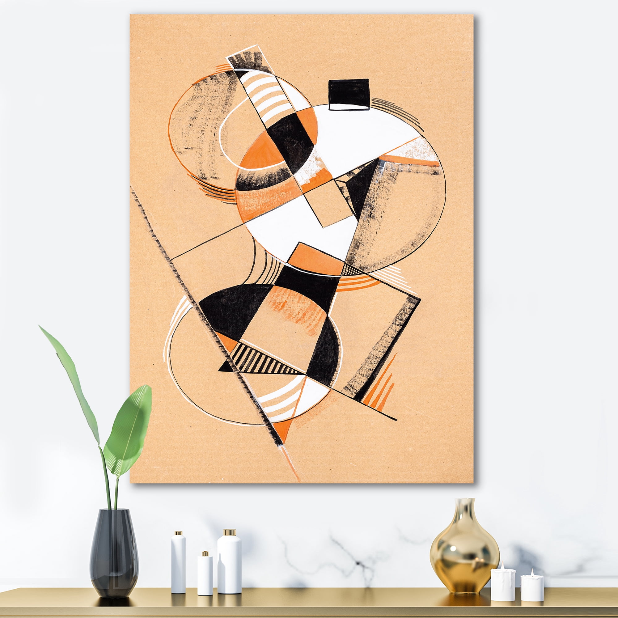 Abstract Compositions Of Colored Geometric V 12 in x 8 in Painting Canvas Art Print, by Designart