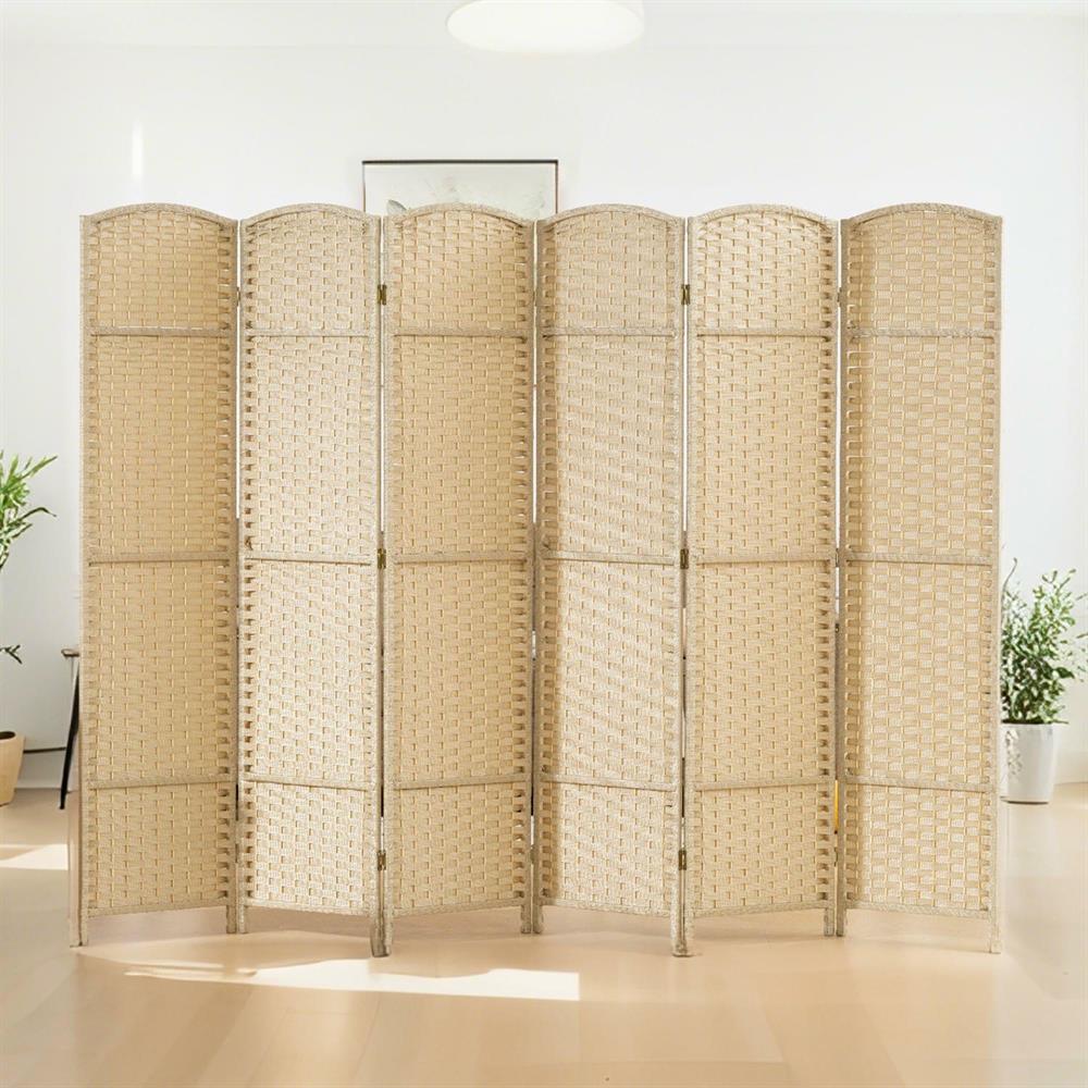 Topcobe Folding Room Divider Screen 6 Panel 5.6' Tall Privacy Screen Freestanding Room Partition for Home Office, Privacy Screen, Partition Room Dividers for Home, Apartment, Beige