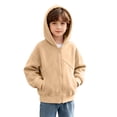 thumbnail image 2 of Sevevn Kids Boys Girls Fleece Zip Up Hooded Jacket Raglan Sleeve Solid Color Lightweight Hoodie Coat with Pockets Casual Outerwear, 2 of 9