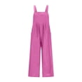 thumbnail image 4 of LYHaoo Girls Casual Jumpsuit Girls Summer Sleeveless Wide Leg Romper Jumpsuit Casual Loose Fit Jumpsuits With Pockets Pure Color Textured,Sizes 7-8 Years, 4 of 6