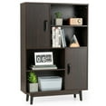 thumbnail image 1 of Gymax Buffet Armoire de Rangement Bibliothèque Placard avec Porte Tablette Espresso, 1 of 10