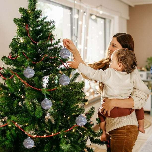 Juego de Bolas Navideñas Antiguas de Pvc Gris de 8 Cm (3,15") para Colgar En Caja | 6 Piezas | Decoración Navideña - Lyh250804008Gy