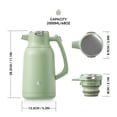 thumbnail image 5 of Thermal Coffee Carafe 68oz (2 000ml)  Stainless Steel Double Wall Insulated Vacuum Flask Water Jug Server And Beverage Dispenser Heat Cold Retention (avocado 000ml)), 5 of 8