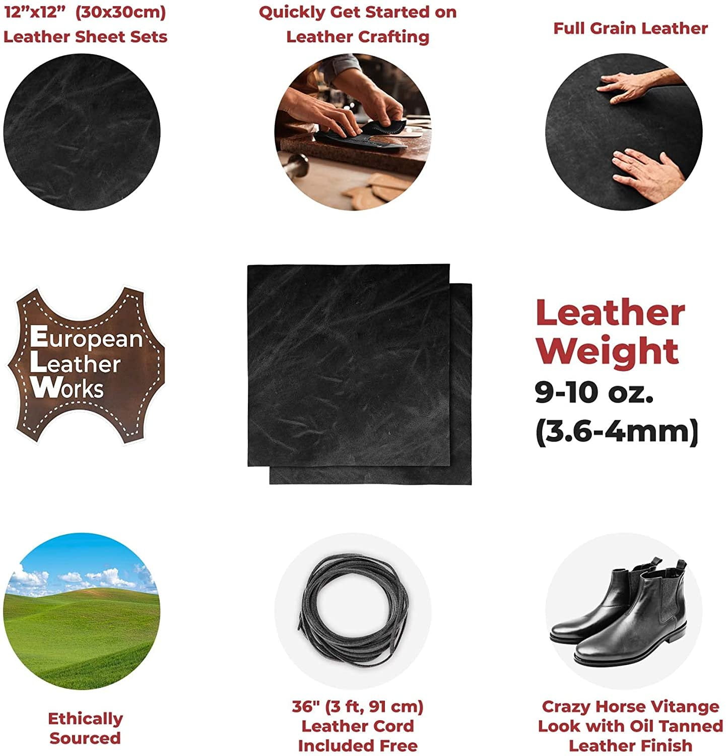 ELW Leather Blank Belt, 10-11 Oz. (4-4.4mm) Thickness