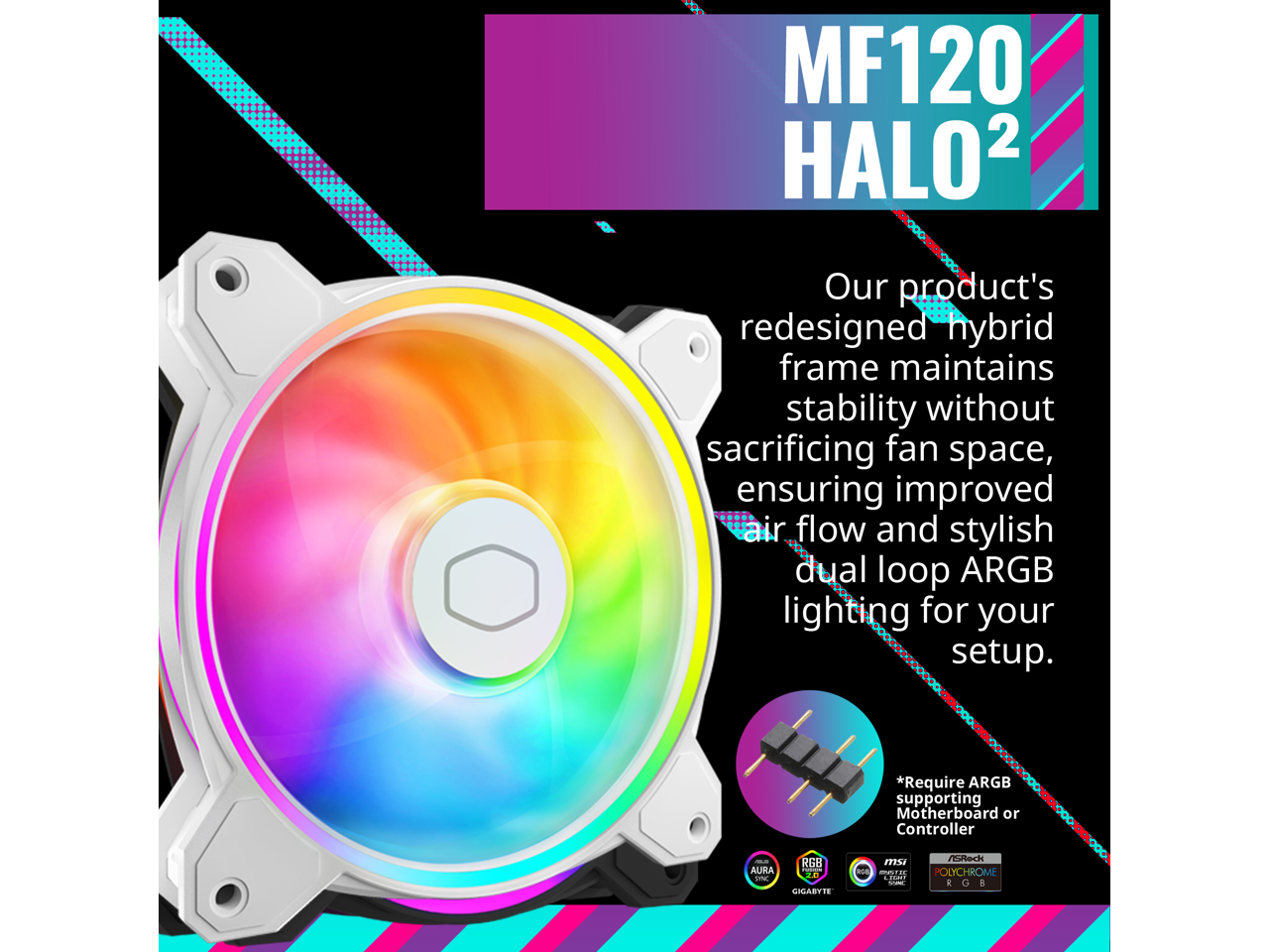 CoolerMaster Hyper 212 Halo 120mm ARGB CPU Air Cooler, White