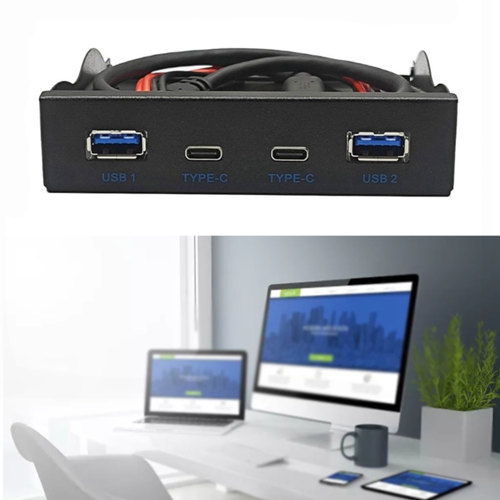Zeiwohndc 4Port 10Gbps USB Front Panel HUB USB3.2 Gen2 10Gbps + TypeC HUB for 3.5inch