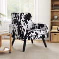 thumbnail image 5 of LOGYAT Mid-Century Modern Accent Chair, Living Room Armchair, Dual Armrests, 496LB Capacity, Comfy Wide Seat, Single Sofa Reading Chair for Bedroom, Cow Pattern, 5 of 5