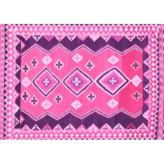Ahgly Company Indoor Rectangle Oriental Pink Traditional Area Rugs, 5' x 8'
