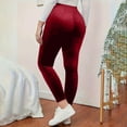 thumbnail image 5 of BLVB Women's High Waist Elastic Velvet Leggings Warm Yoga Pants Stretchy Soft Velour Leggings, 5 of 7