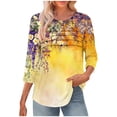 thumbnail image 2 of Vetsdori Juniors 3/4 Sleeve Tops Pullover Summer Graphic Tunic,Dressy Crew Neck Blouses for Womens Trendy, 2 of 6