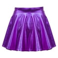 thumbnail image 2 of TiaoBug Kids Girls Shinny Metallic Mini Skater Skort Glossy Flared Pleated Scooter Skirt Purple 6, 2 of 6