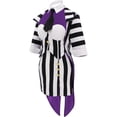 thumbnail image 3 of Women Beetle Juice Black White Vertical Striped Corset Skirt Jacket Set with Tie Halloween Outfits, 3 of 7