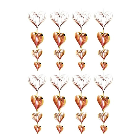 

8pcs/2 Set Spiral Heart Shaped Hanging Pendant 3D Ceiling Pendant Valentines Day Streamers Party Decorations Room Layout Props (Gloden+Pink)