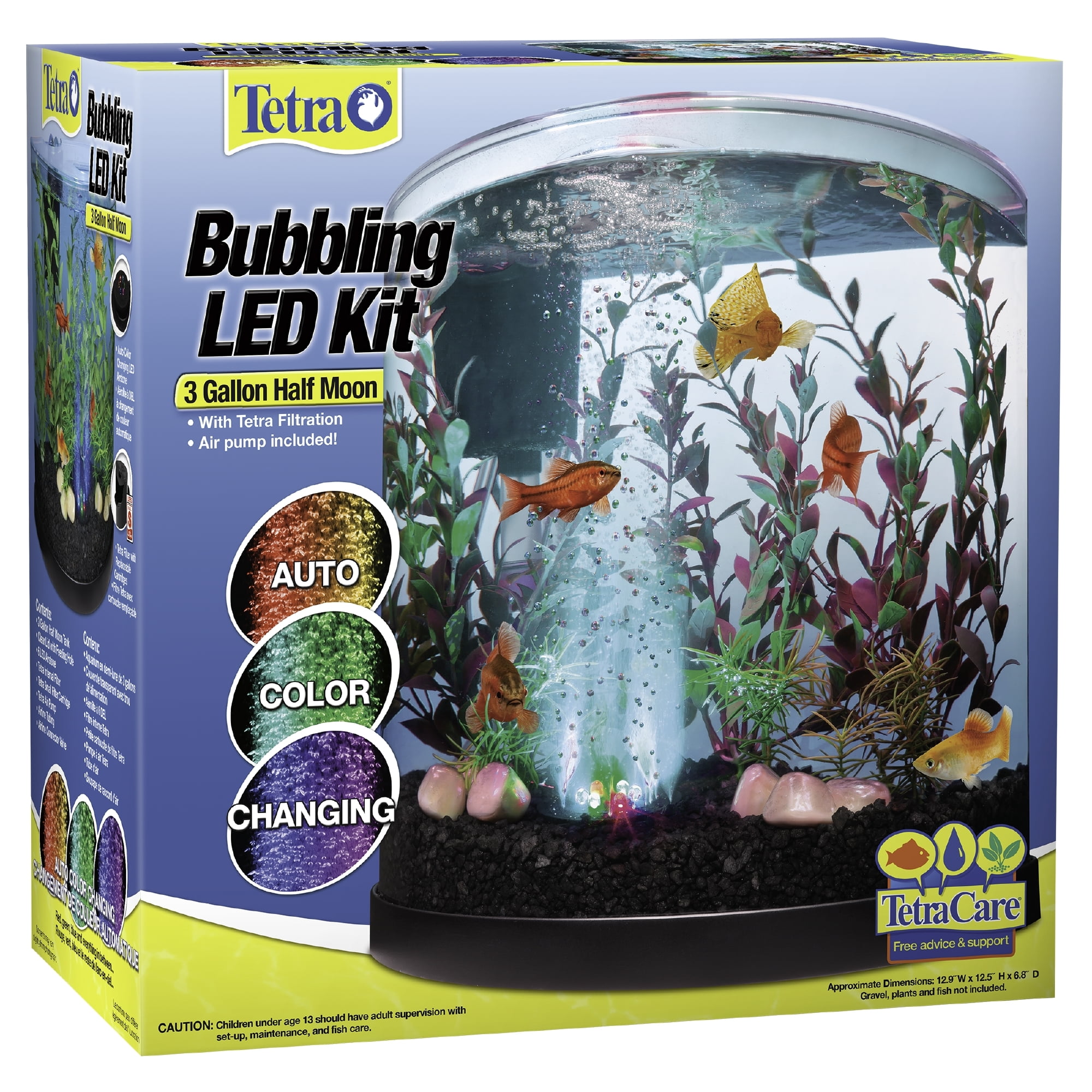 Veilig kroeg Indringing Tetra Bubbling LED Kit 3 Gallons, Half-Moon Fish Aquarium - Walmart.com