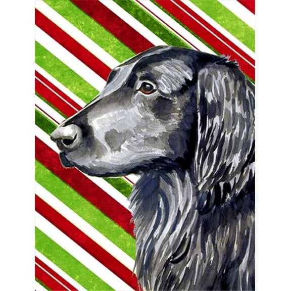 11 x 15 in. Flat Coated Retriever Candy Cane Holiday Christmas Garden Size Flag