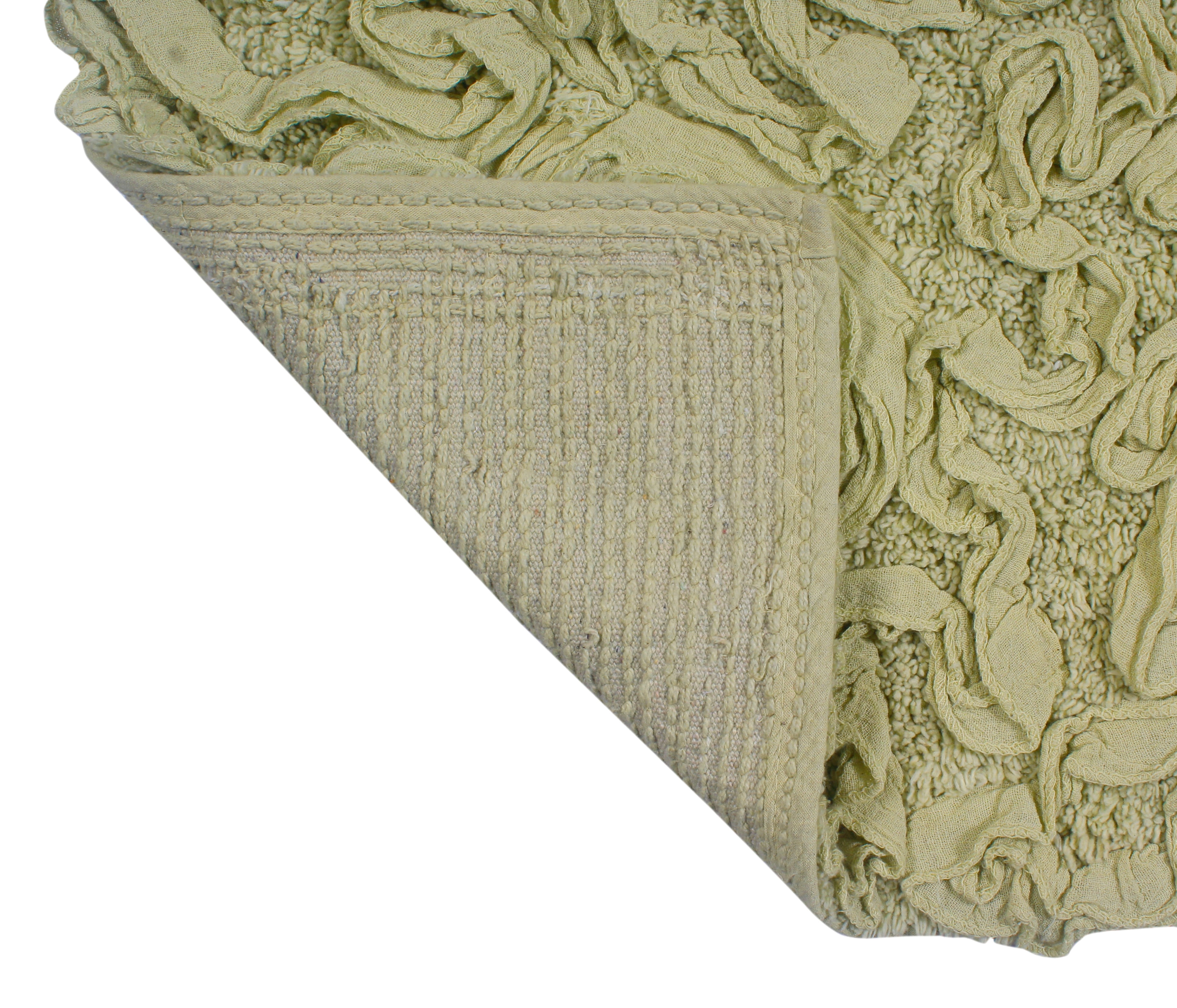 Home Weavers Bell Flower Collection 100% Cotton Non-Slip Bathroom Rug Set Machine Washable Bathroom Rug-17"x24", Bath Rug- 21"x34", Bathroom Rug- 24"x40", Green Color 3 Piece Bath rug set