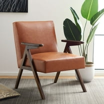SAFAVIEH Emyr Modern Style Wood Arm Accent Chair, Cognac