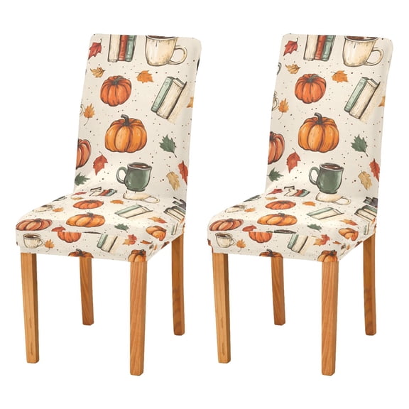 Yayeee 2 Pack Dining Chair Covers Stretch Parson Chairs Slipcovers Seat Protector, Beige Fall Coffee