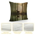 thumbnail image 4 of GOSMITH  Nature Throw Pillow Cushion Cover, Deer in The Forest Reflection on Lake Foggy Woodland Graphic, Decorative Square Accent Pillow Case, Fern Green Brown Cocoa, 4 of 5