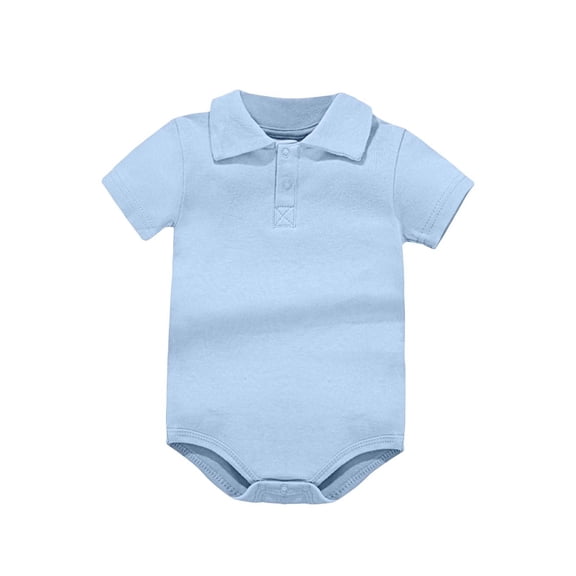 Mifsaly Baby Boys Girls Bodysuits Short Sleeve Collar Bodysuit with Button Front & Bottom Snap Toddler Infant Solid Color Soft Cotton Casual Outfits