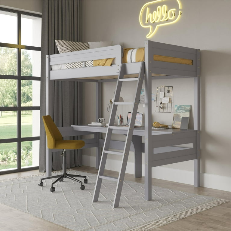 Teen Novogratz Lennon Twin Loft Bed with Desk, Gray - Walmart.com