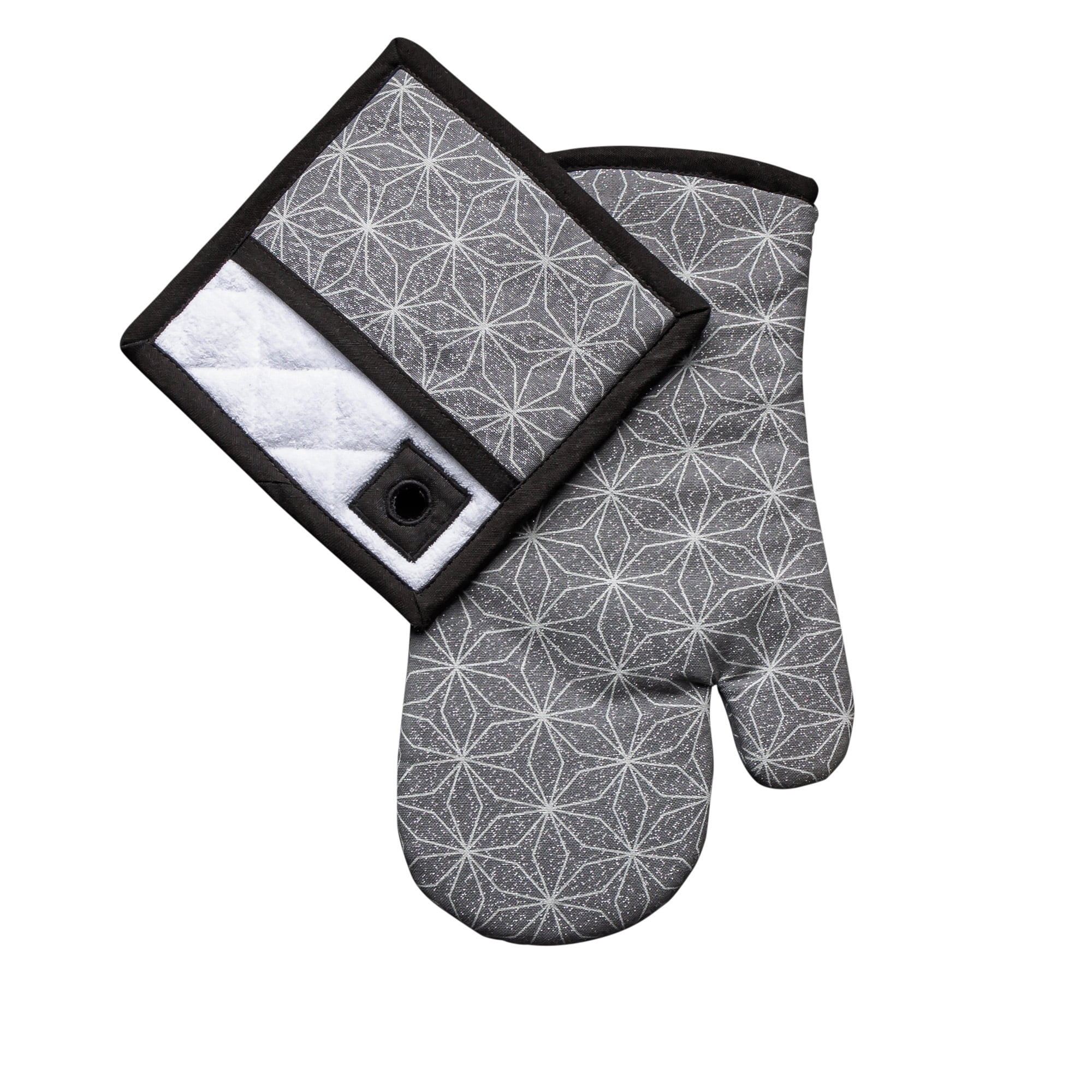 Thyme & Table Oven Mitt and Potholder Set, Gray Star, 2-Piece