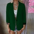 thumbnail image 4 of VBARHMQRT Blazer for Women Trendy Brown Ladies' Solid Color Slim Fit One Button Middle Sleeve Leisure Suit Jacket Womens Blazers Blue Blazer, 4 of 4