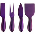 thumbnail image 1 of 4 Pieces Stainless Steel Cheese Knives Set, Stainless Steel Cheese Knives,Cheese Cutter , Cheese Slicer, Cheese Fork -Purple, 1 of 4