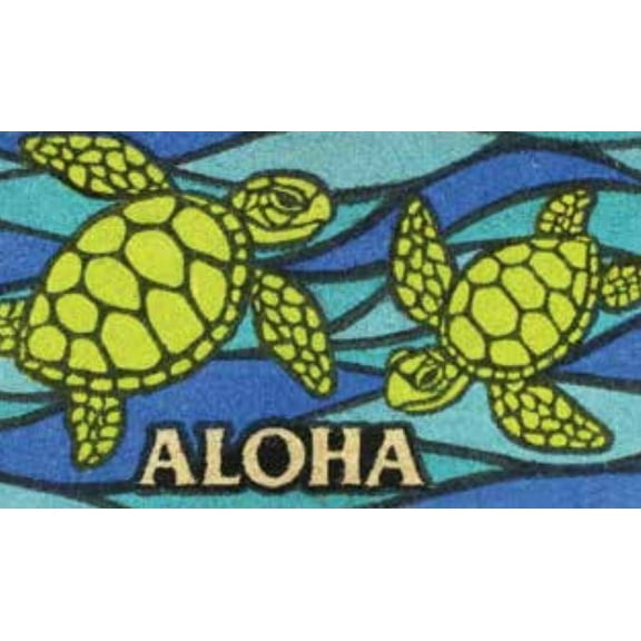 Hawaii Outdoor Doormats Aloha Honu (Turtle) Green/Blue, 1 Each