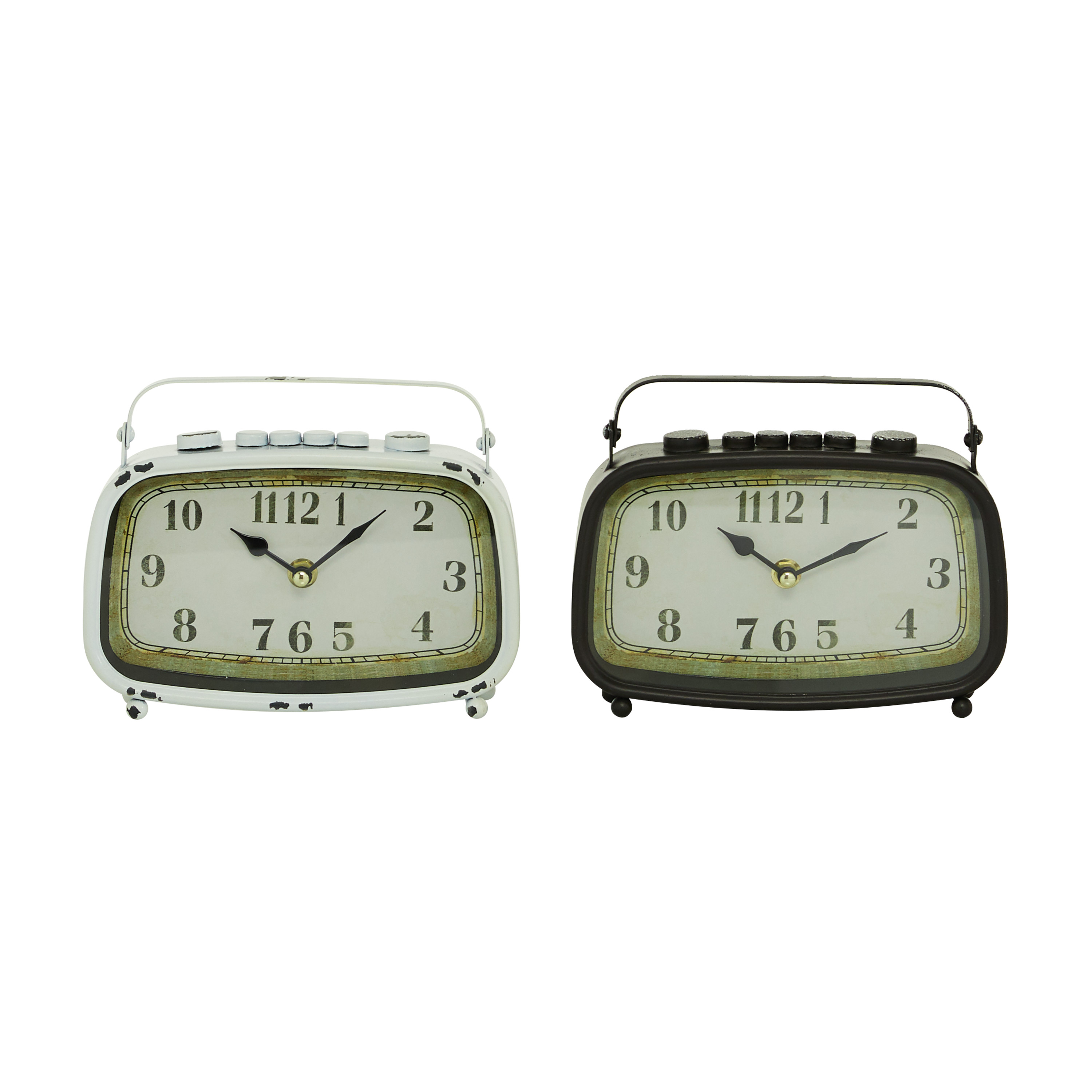 DecMode 6" Multi Colored Metal Retro Radio Style Clock, Set of 2