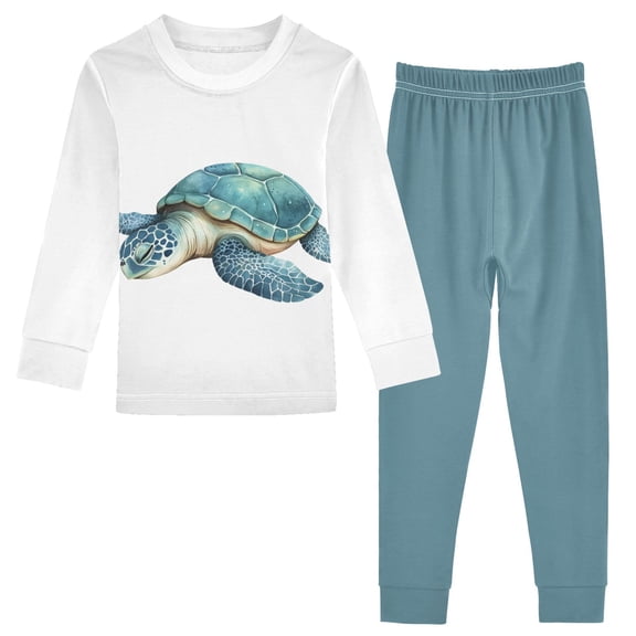 joogoo Turtle Sleeping 2 Piece Long Sleeve Tee and Pants Cotton Pajama Set 4T