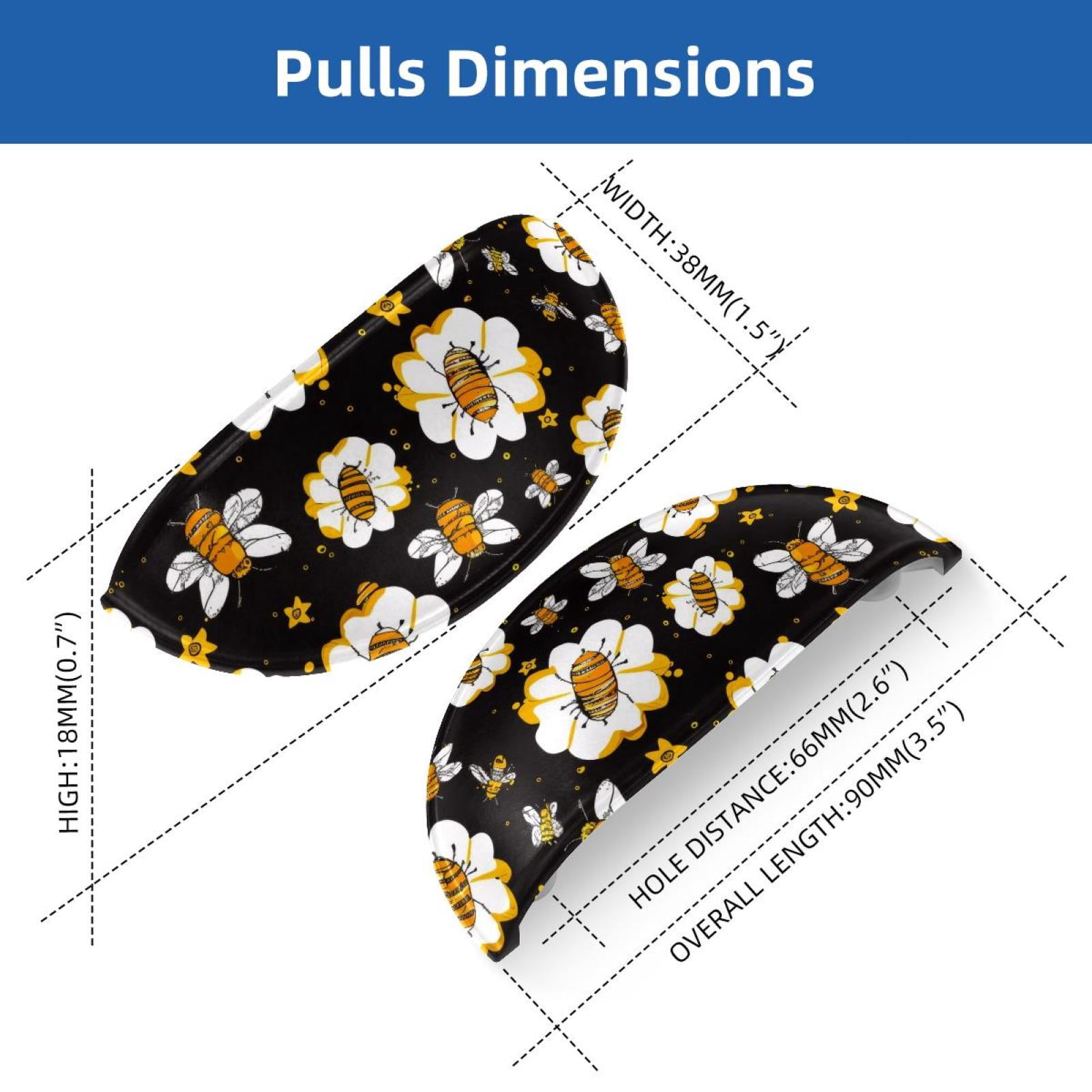 PhooArto 6 Pcs Cup Drawer Pulls, Cartoon Bees Flowers Pattern Shell Shape Handles Cabinet Knobs for Dresser Cupboard Closet Wardrobe with Screws