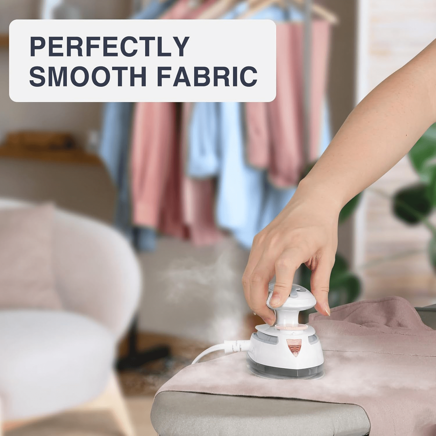 BEAUTURAL Mini Travel Steam Iron for Clothes with Dual Voltage, Temperature Control, Non-Stick Soleplate and Cord Storage, Ideal for Sewing, Quilting and Handcraft