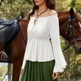 thumbnail image 5 of BLVB Womens Renaissance Blouse off Shoulder Tops Long Bell Sleeve Peplum Shirts Dressy Tops, 5 of 7