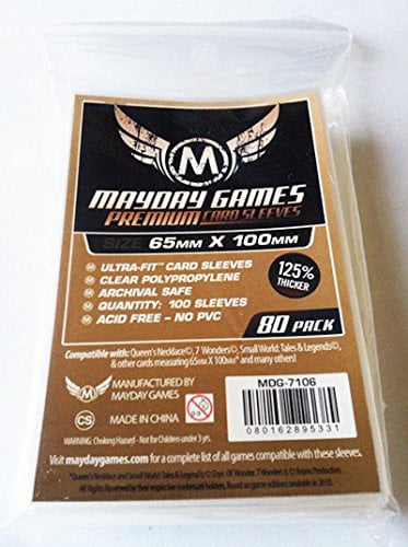 MayDay Games Card Protector Sleeves 63.5 mm x 88 mm 100 count Clear 2 Pack NEW 