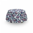 thumbnail image 3 of Flower Ottoman Cover, Vibrant Vintage Shabby, 2 Piece Slipcover Set with Ruffle Skirt for Square Round Cube Footstool Decorative Home Accent, Standard Size, Blue Violet Grey, by Ambesonne, 3 of 5