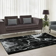 Ladole Rugs Anise Watercolor Abstract Design Area Rug Carpet in Black-White(3'11" x 5'7", 120cm x 170cm)