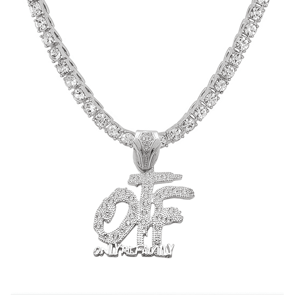 Gold Silver Tennis Chain hip-hop OTF Necklace for Men Women, Rhinestone Tennis Necklaces for Women and Teens,Tennis and Cuban Link Chains23.36 Inches (silvery)