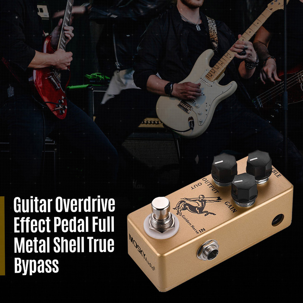 MOSKYAudio Golden Horse Guitar Overdrive Effect Pedal Full Metal Shell True Bypass