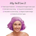 thumbnail image 2 of KAV Luxury Triple Layer Shower Caps , Waterproof Pongee Exterior, Satin Silky Interior, Comfortable Secure Fit, 2 of 7