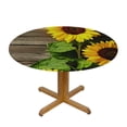 thumbnail image 3 of HAOXIT Sunflower Woodenboard Fitted Round Tablecloth Waterproof Table Cloth with Elastic Edge Wipe Clean Table Covers for Indoor Outdoor 31-35, 3 of 8