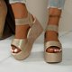 thumbnail image 5 of MKLEKYY Sandalias deportivas para Mujer, de Punta Redonda, Lisas, Abiertas, de Corte Recto, A La Moda, de Talla Grande, Con Cuña, 5 of 5