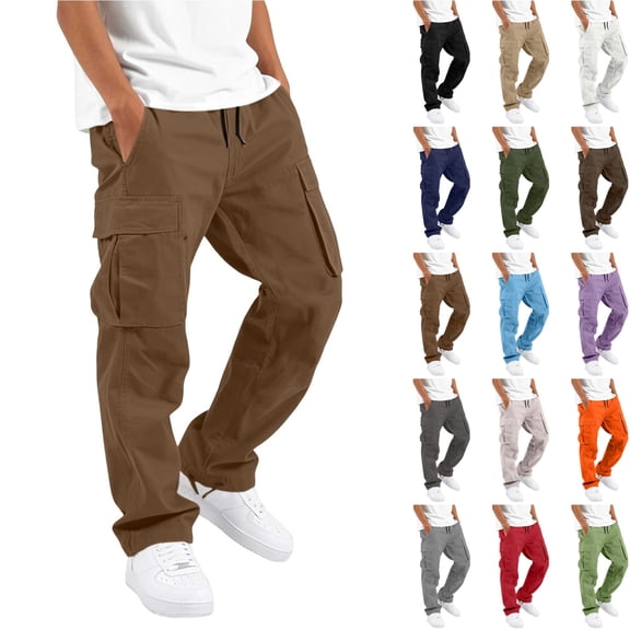 KICILVS Boys Cargo Pants Drawstring Waist Sweatpants with Multi Pockets Solid Color Active Boys School Pants 5-15 Years